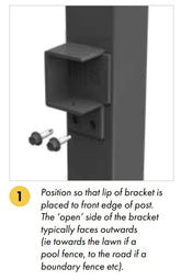 Aluminium Bracket for Blade panel - Horizontal Open Side - 4 Pack - Satin Black